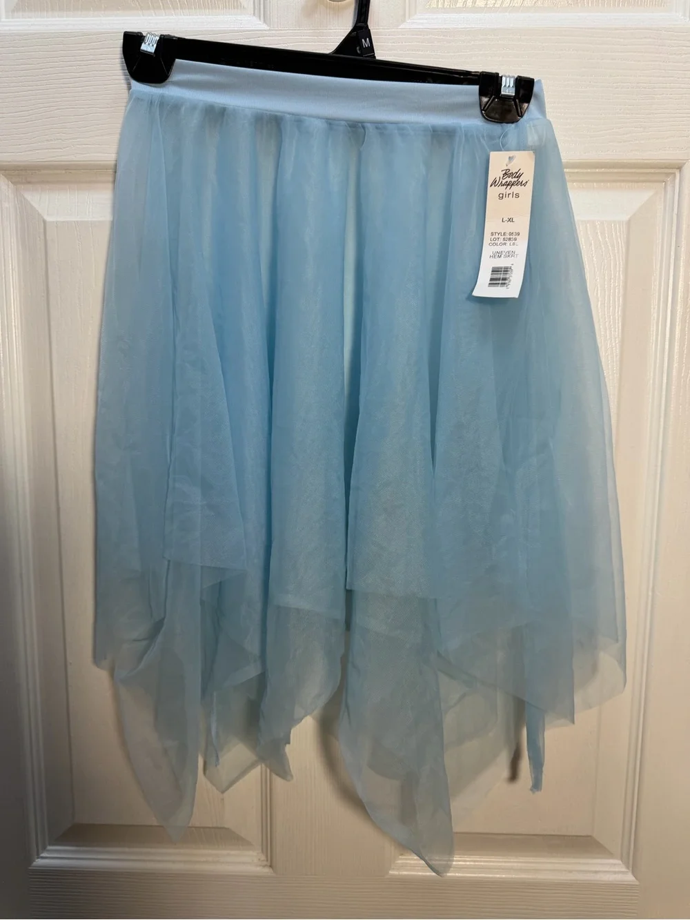 Body Wrappers Light Blue Asymmetrical Tulle Skirt